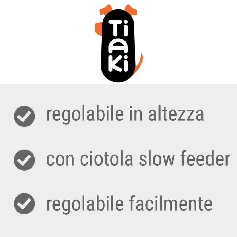 Doppia ciotola TIAKI regolabile in altezza 1,2 l, ca. L 44 x P 24 x H 8 cm