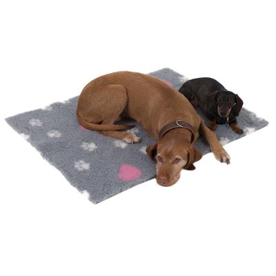 Coperta Vetbed® Isobed SL grigia con cuori e zampine per cani e gatti S: L 75 x P 50 cm